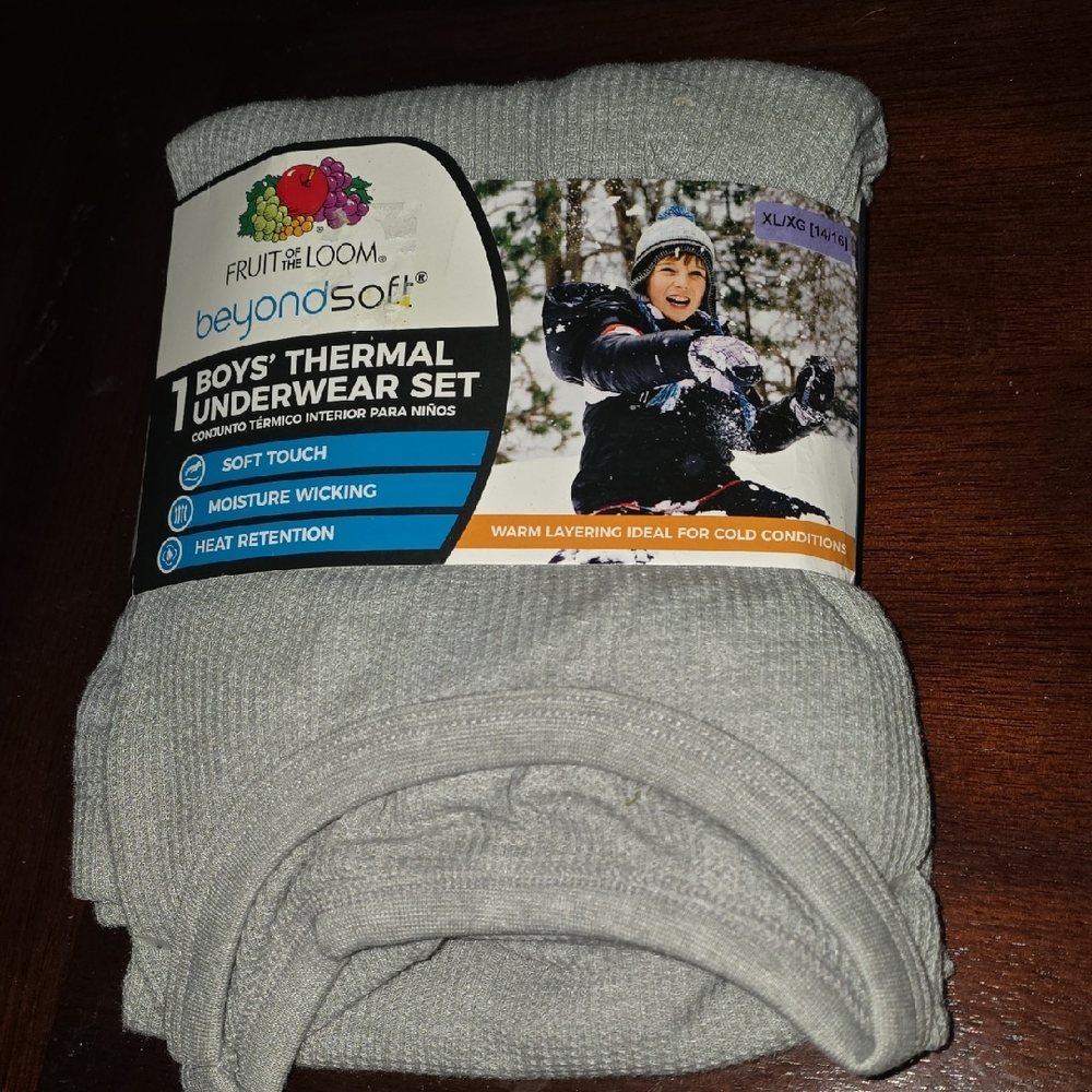 Fruit of the Loom Boys' Gray Thermal Underwear Set